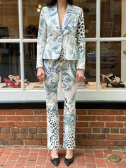 Just Cavalli 2000s Baroque Cheetah Print Blazer & Straight Leg Pant Set – Top M / W27