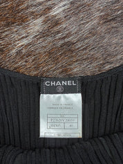 Chanel 2006 Cruise Ribbed Viscose Camisole with Satin Bow