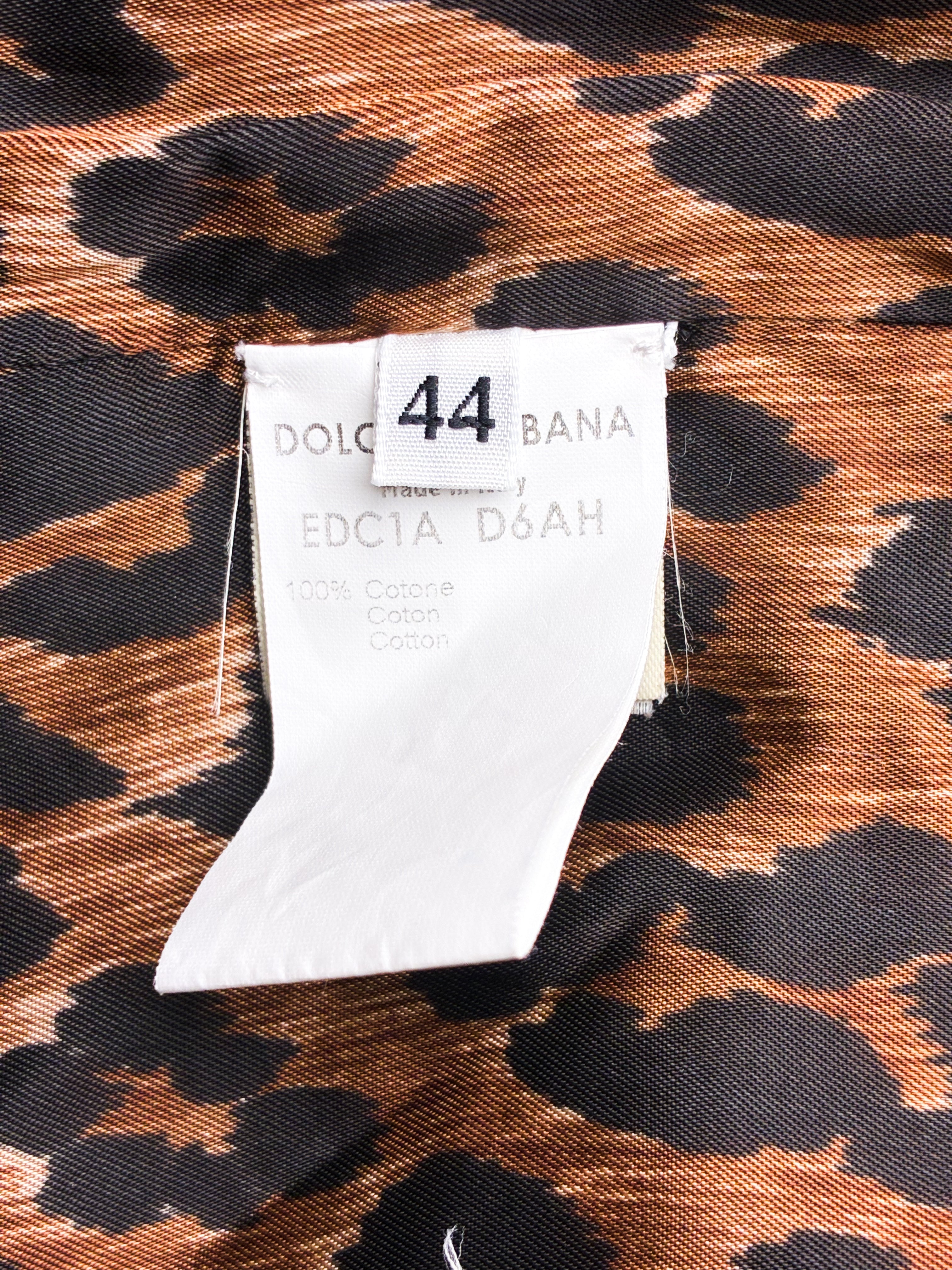 Dolce & Gabbana 1990s Indigo Denim Leopard Lined Long Coat - M