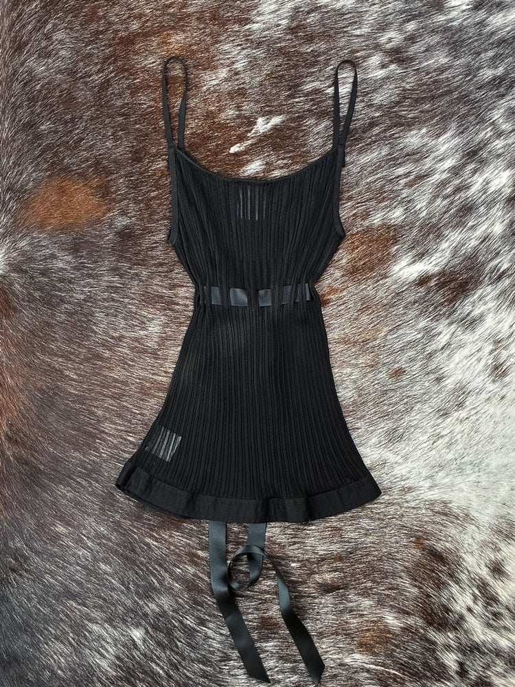 Chanel 2006 Cruise Ribbed Viscose Camisole with Satin Bow