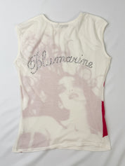 Blumarine 2000s White Graphic Tank with Red Wild Hair Woman - XS/S