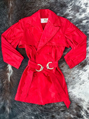 Roberto Cavalli 2007 Red Silk Belted Trench Coat