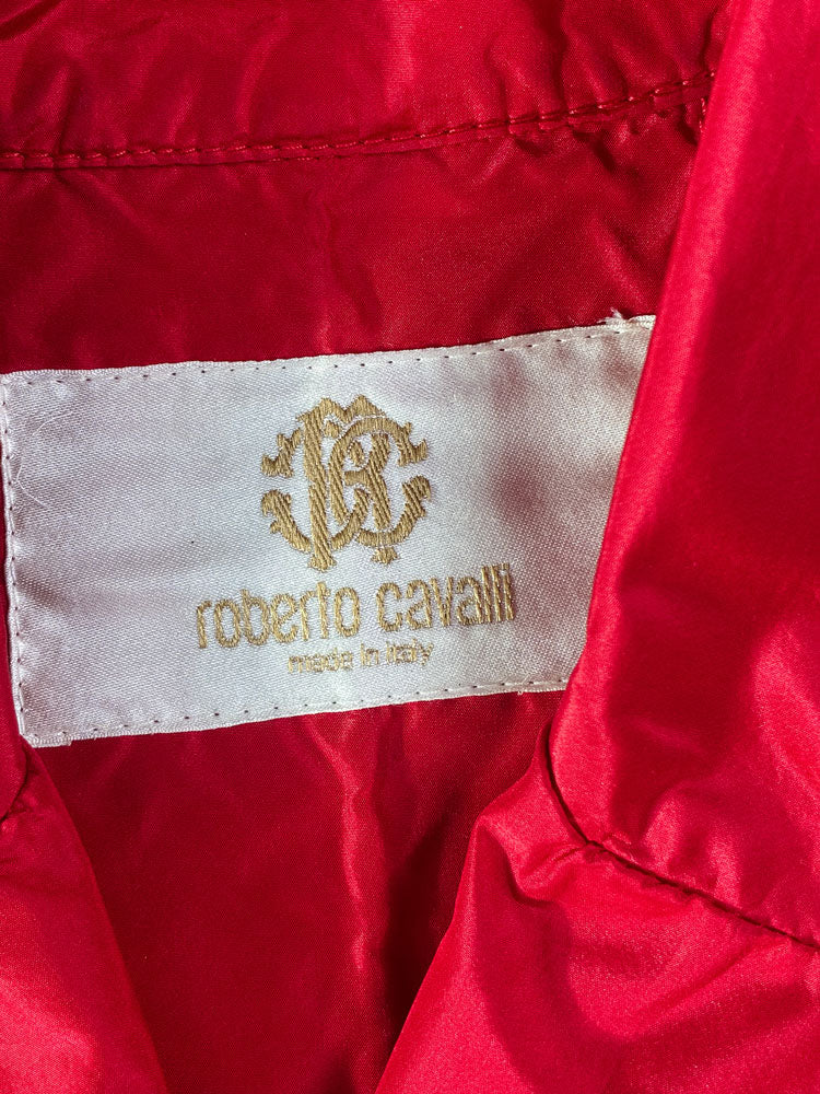 Roberto Cavalli 2007 Red Silk Belted Trench Coat