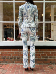 Just Cavalli 2000s Baroque Cheetah Print Blazer & Straight Leg Pant Set – Top M / W27