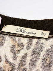 Blumarine 2000s Brown Leopard Print Knit Cap Sleeve Top - S/M