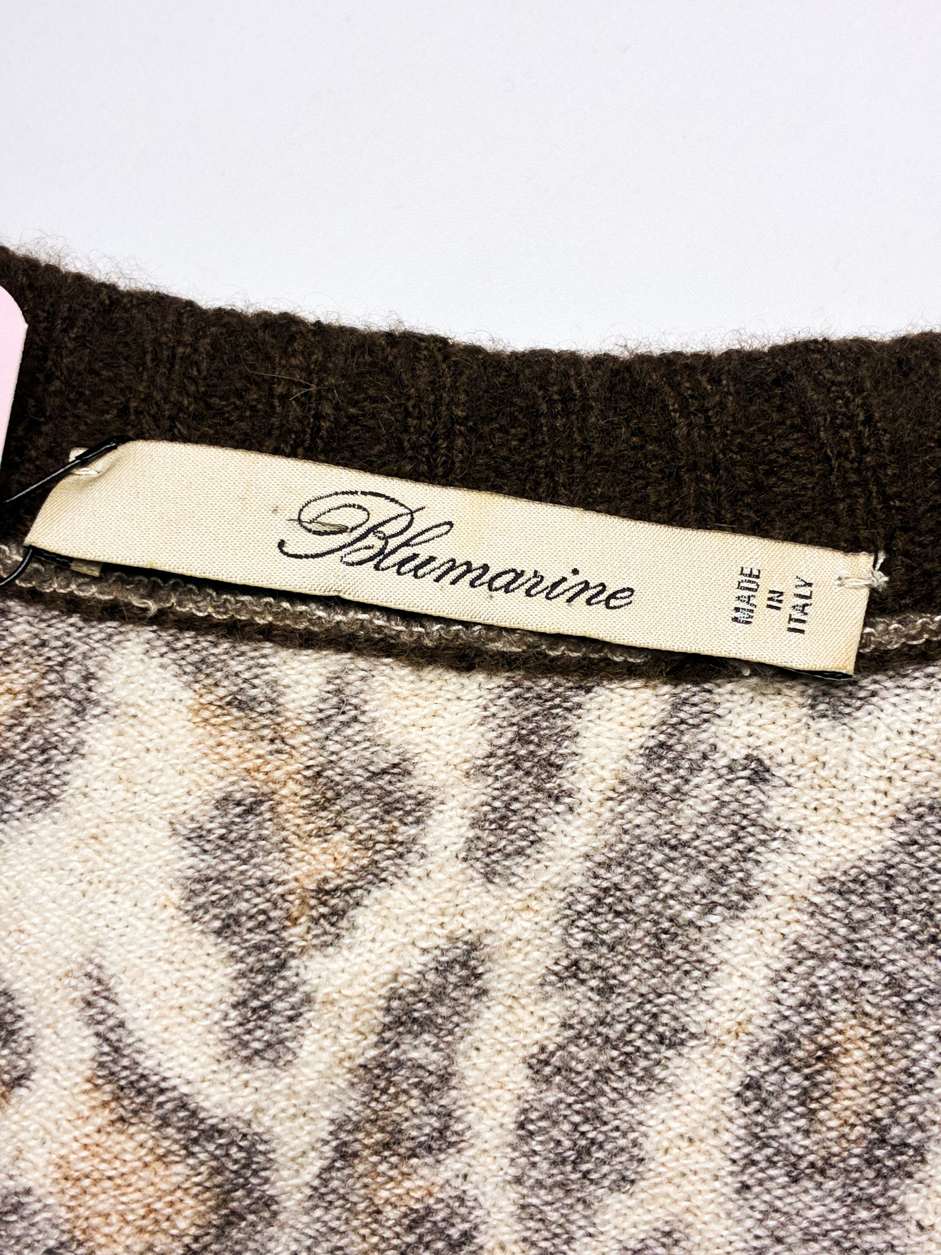 Blumarine 2000s Brown Leopard Print Knit Cap Sleeve Top - S/M