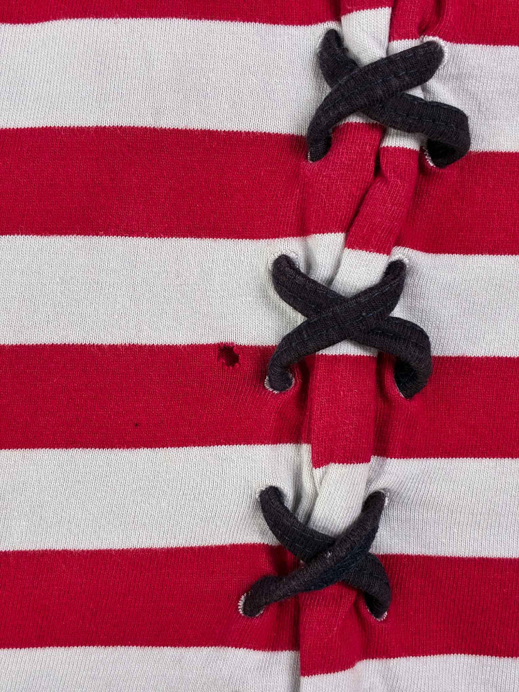 Jean Paul Gaultier Red And White Stiped Top Stiches