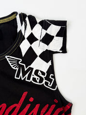 Miss Sixty 2000s Black Racing Graphic Patch Sleeveless Tee - S/M