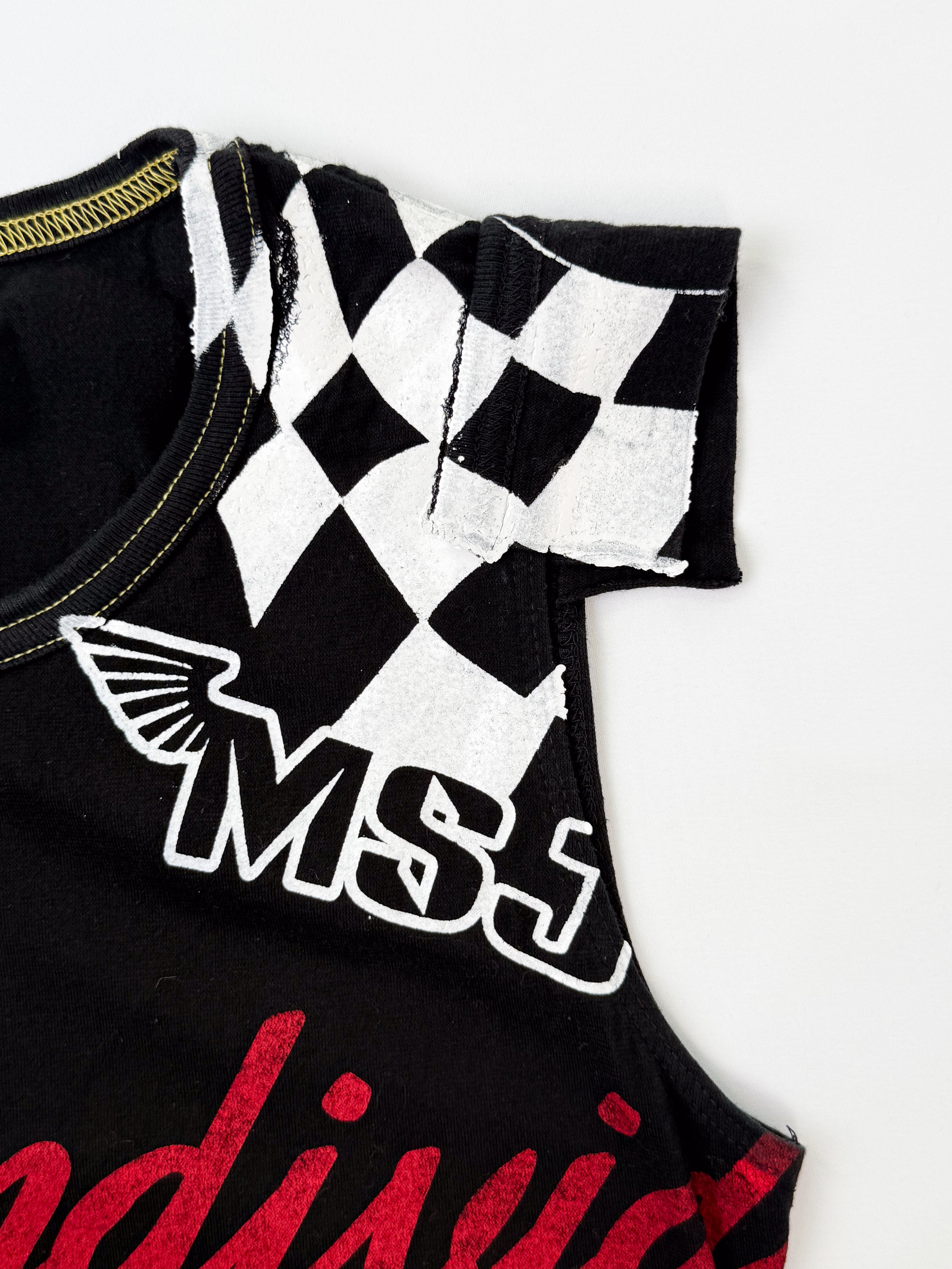 Miss Sixty 2000s Black Racing Graphic Patch Sleeveless Tee - S/M