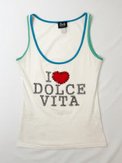 D&G Dolce & Gabbana 2000s I Love Dolce Vita Rhinestone Tank - As Is - XS/S