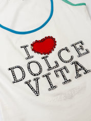 D&G Dolce & Gabbana 2000s I Love Dolce Vita Rhinestone Tank - As Is - XS/S