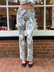 Just Cavalli 2000s Baroque Cheetah Print Blazer & Straight Leg Pant Set – Top M / W27