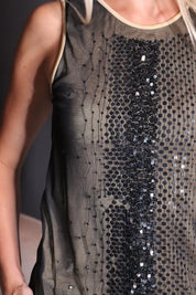 Freedom by Roberto Cavalli 2000s Black Sequin Mesh Tank