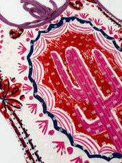 Custo Barcelona 2000s Pink Embroidered Floral Tank with Cactus - S/M