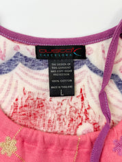 Custo Barcelona 2000s Pink Embroidered Floral Tank with Cactus - S/M