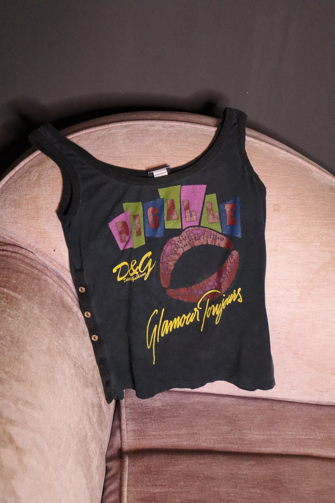 D&G 2000s “Pigalle Glamour Toujours” Lip Graphic Tank