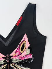 Compagnia Italiana 2000s Black Butterfly Sequin Tank Top - S