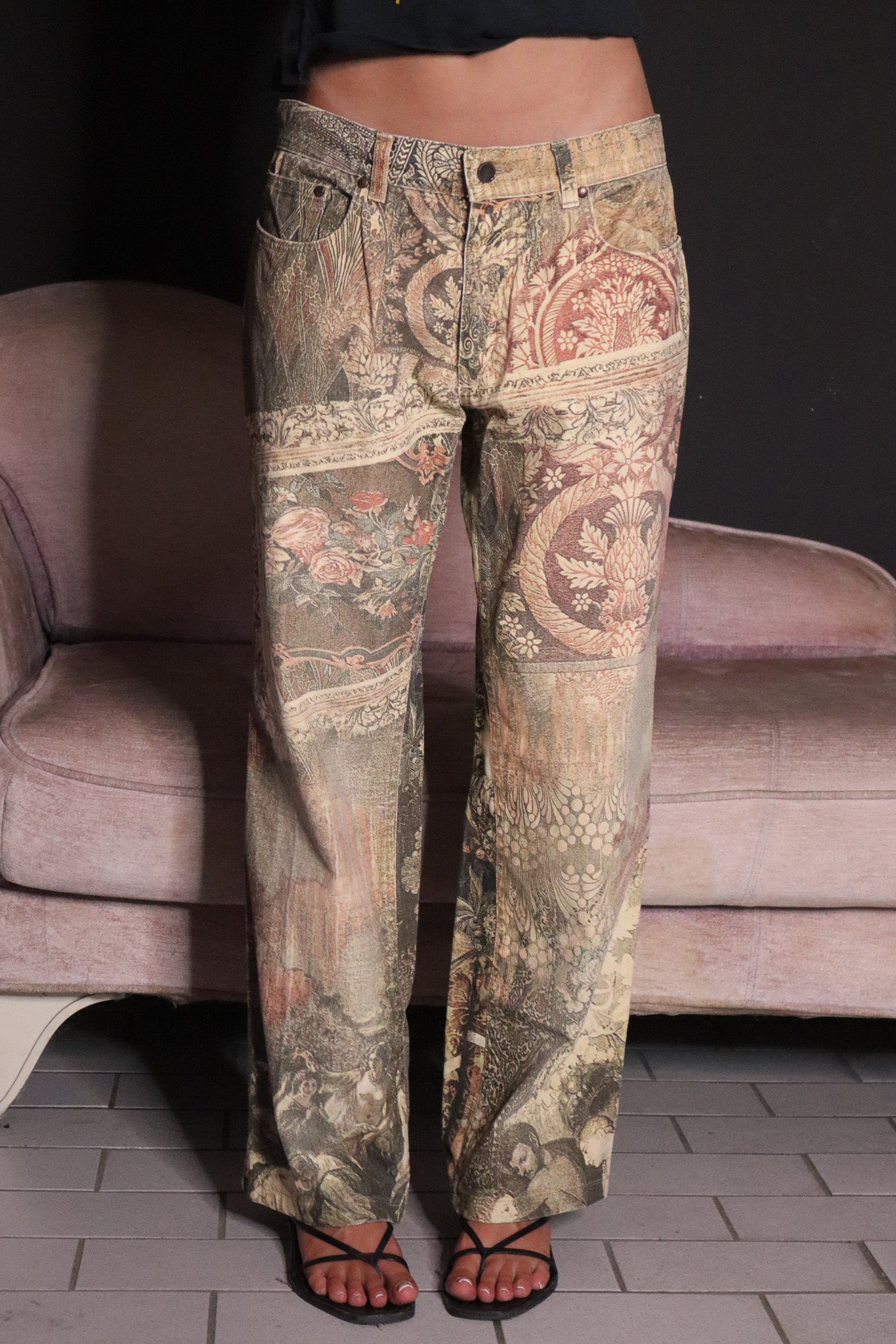 Roberto Cavalli 2000s Baroque Tapestry Print Jeans