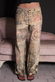 Roberto Cavalli 2000s Baroque Tapestry Print Jeans