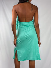 Blugirl Blumarine 2000s Turquoise Ruched Halter Midi Dress - S/M