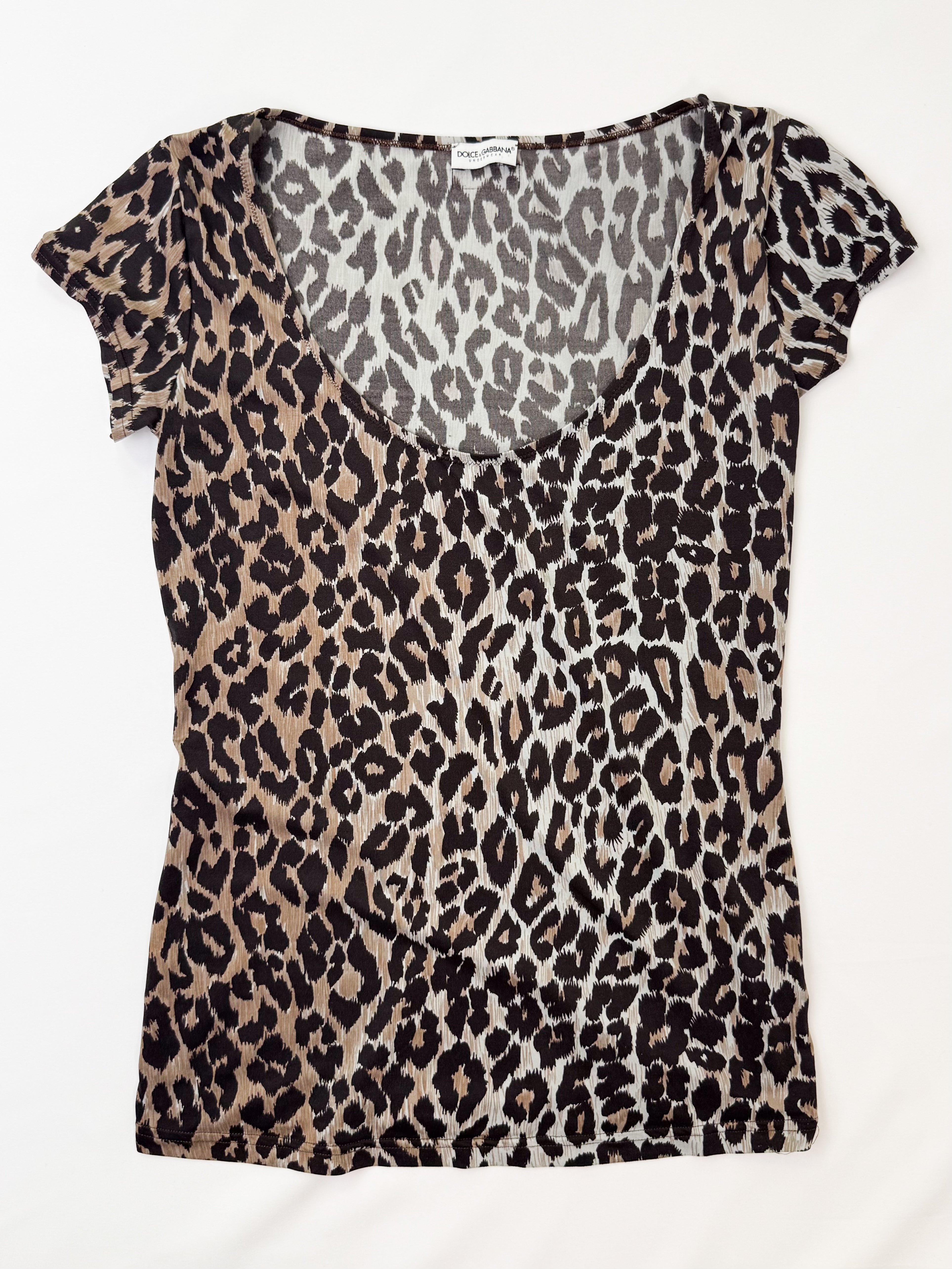 D&G Dolce & Gabbana Underwear 2000s Leopard Print Stretch Tee - S
