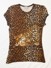 D&G Dolce & Gabbana Beachwear 2000s Leopard Graphic Tee - S/M