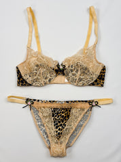 D&G Dolce & Gabbana 2000s Leopard Lace Underwired Bra and Brief Set - 30B / M
