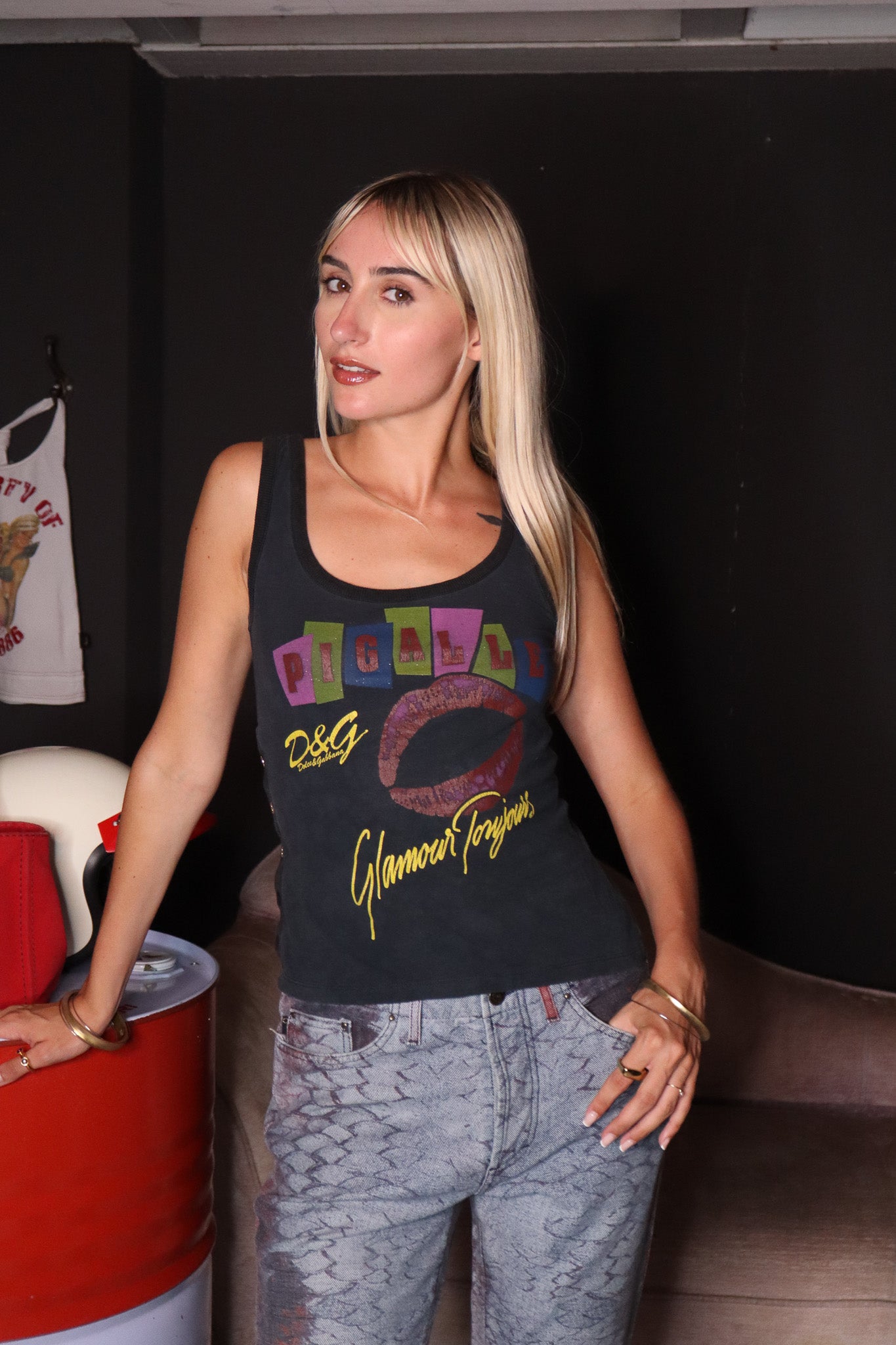 D&G 2000s “Pigalle Glamour Toujours” Lip Graphic Tank
