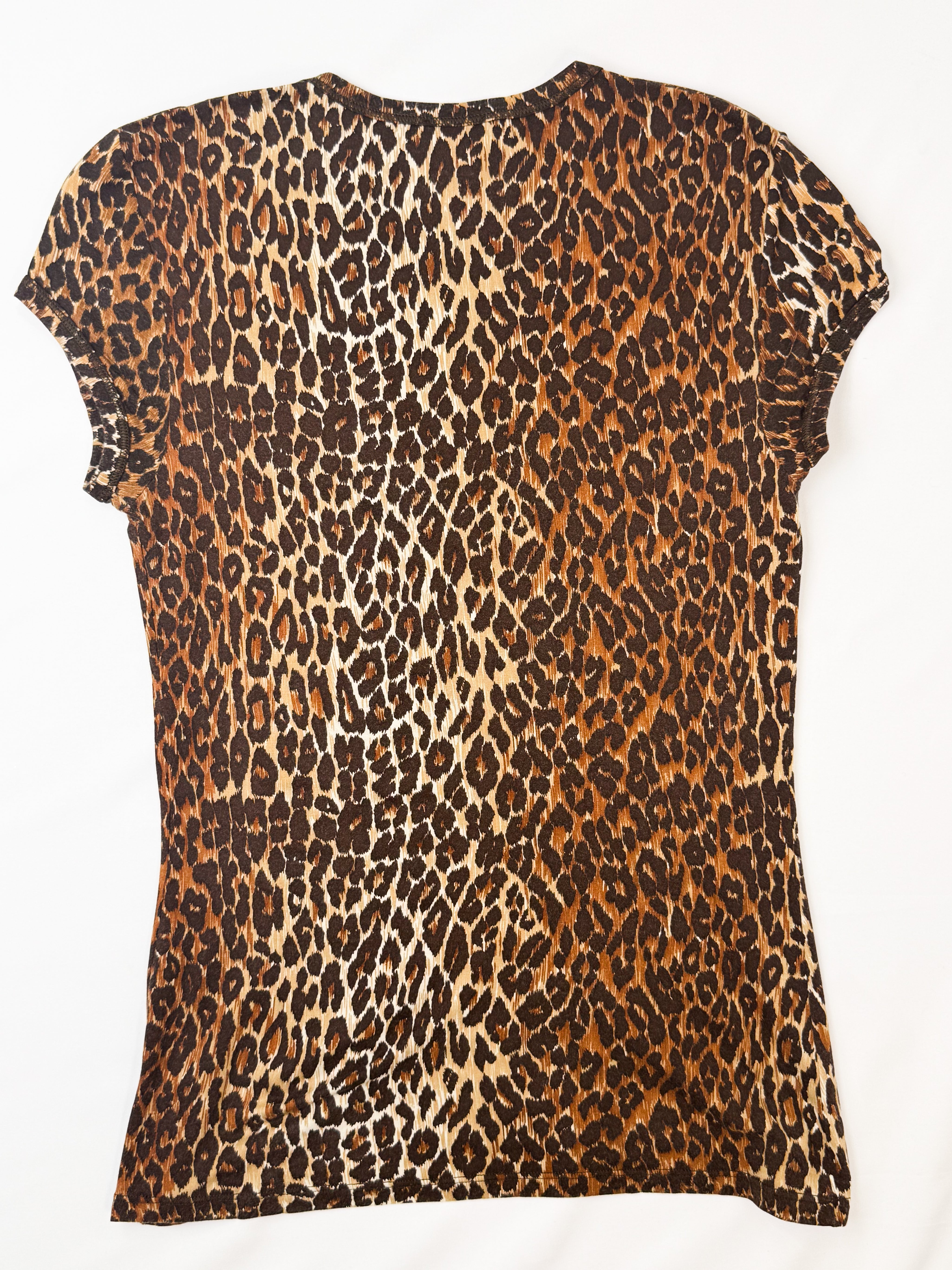 D&G Dolce & Gabbana Beachwear 2000s Leopard Graphic Tee - S/M