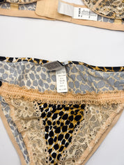 D&G Dolce & Gabbana 2000s Leopard Lace Underwired Bra and Brief Set - 30B / M