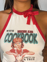 Moschino Jeans 2000s Cookbook Graphic Halter Top - XS/S
