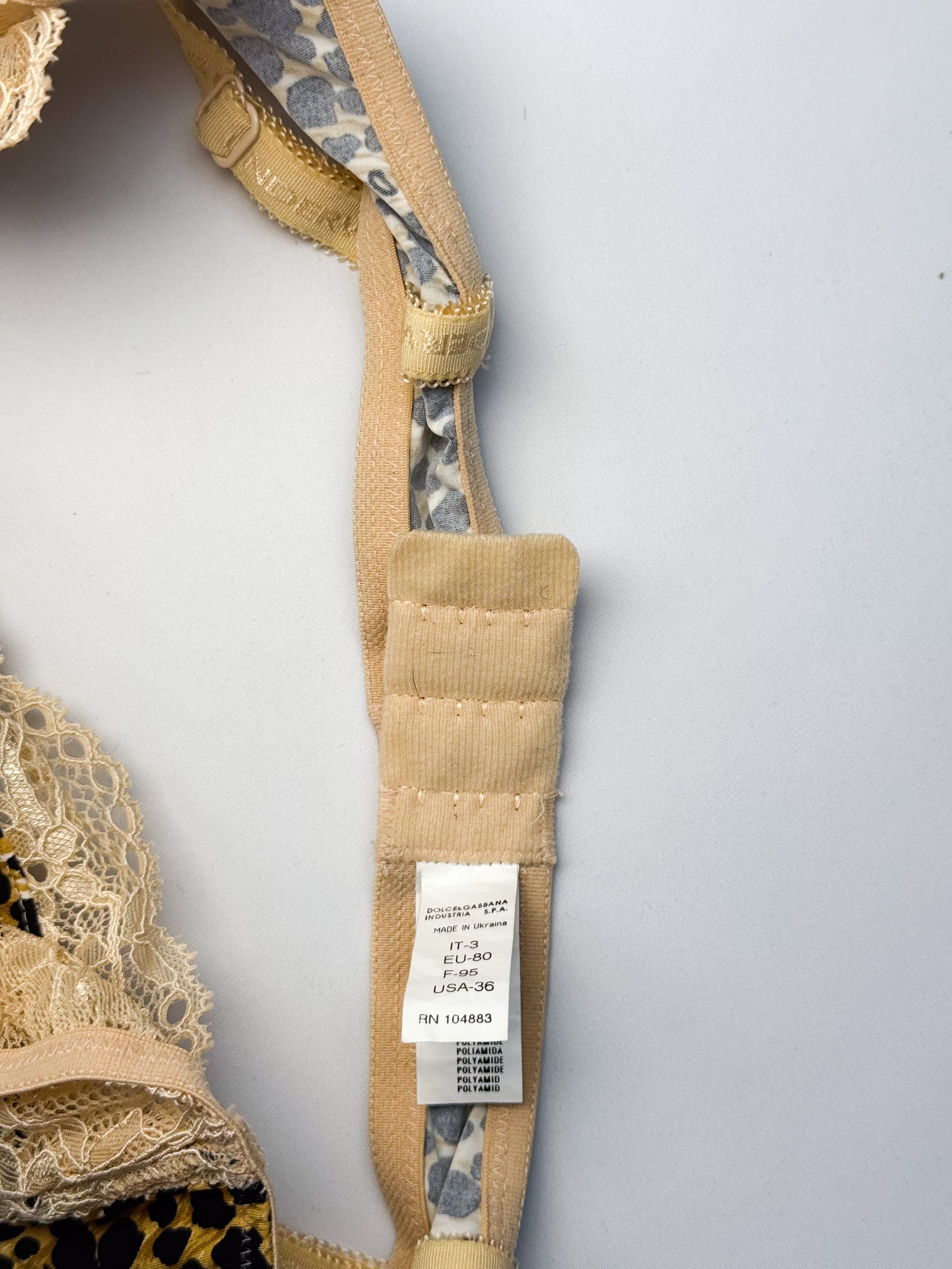 D&G Dolce & Gabbana 2000s Leopard Lace Underwired Bra and Brief Set - 30B / M