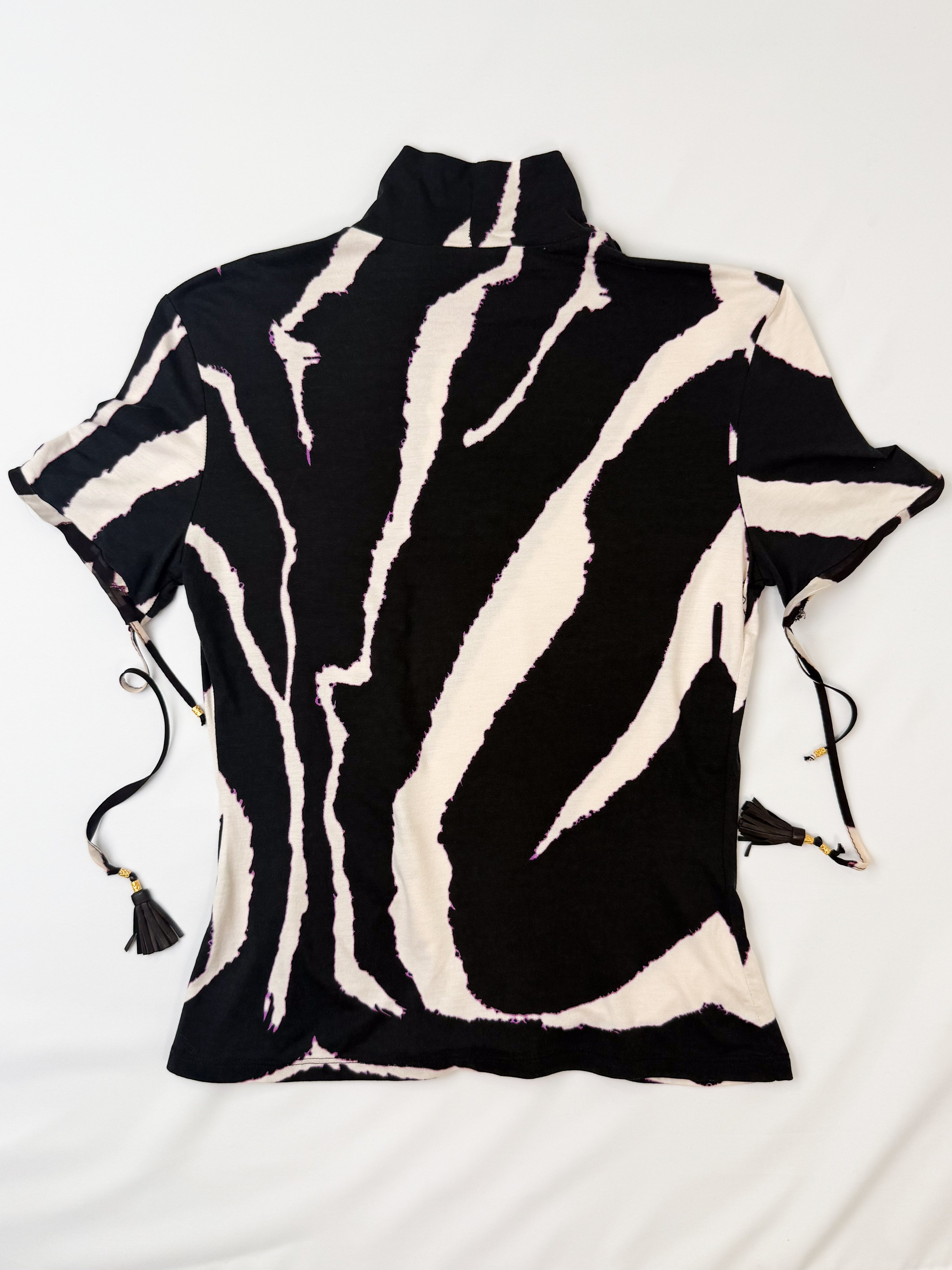 Roberto Cavalli 2000s Zebra Print Modal Top - S