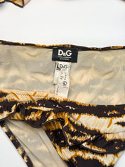 D&G Dolce & Gabbana 2000s Tiger Print Ruffle Halter Bikini Set - S/M
