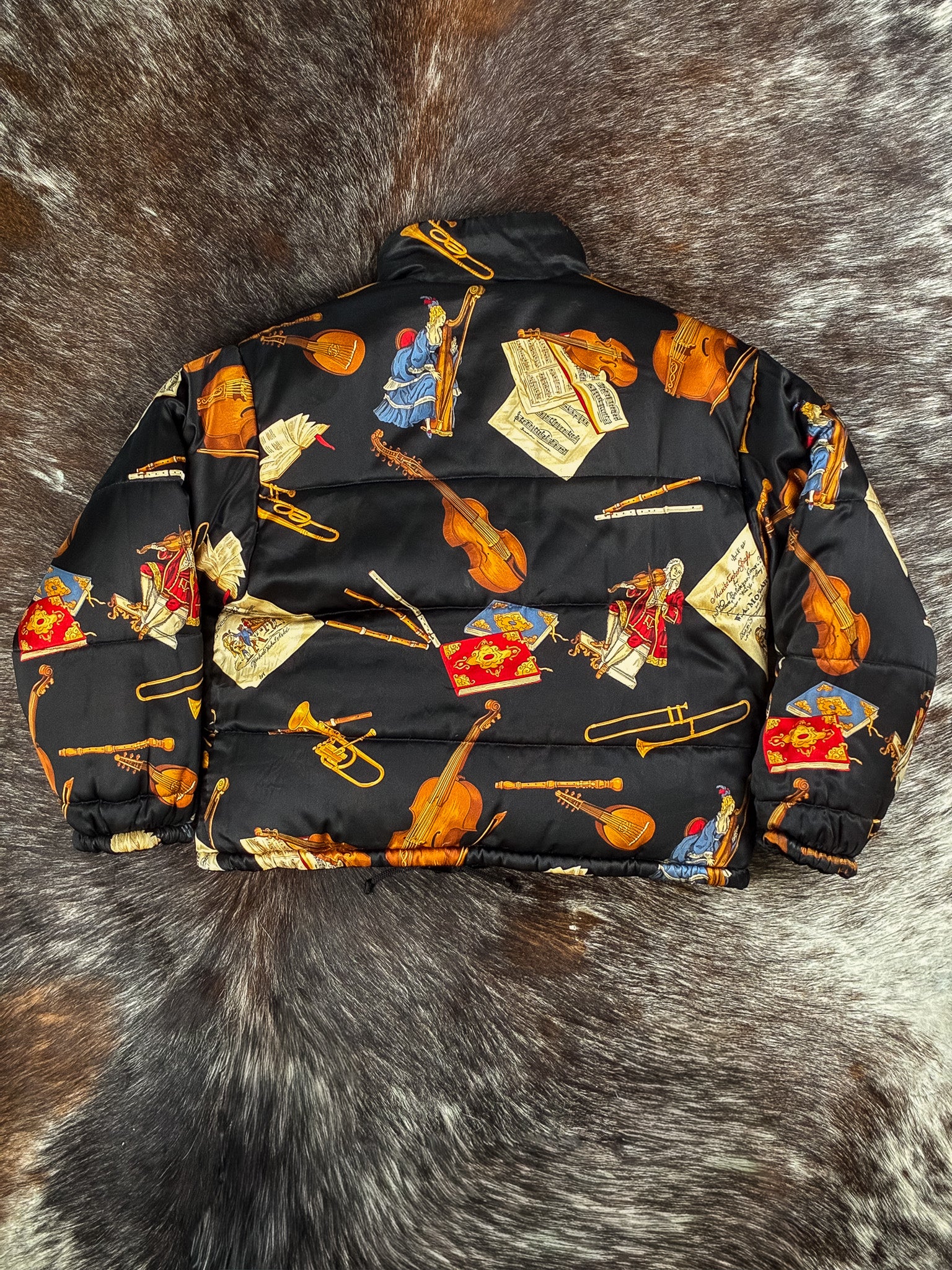 Etro 1980s Reversible Musical Instruments Puffer Jacket