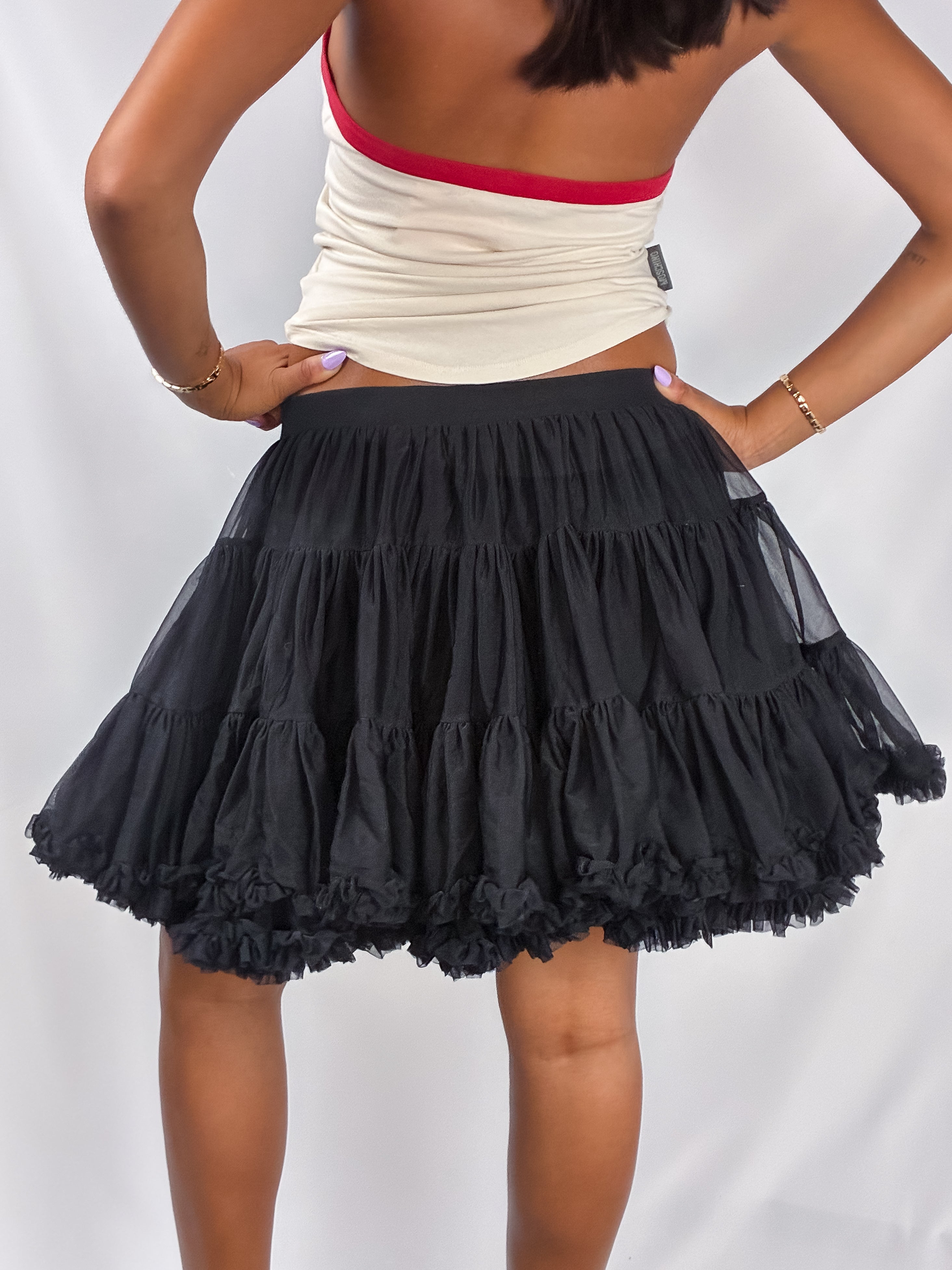 Angel's Face Black Tiered Tulle Petticoat Skirt - XS/S