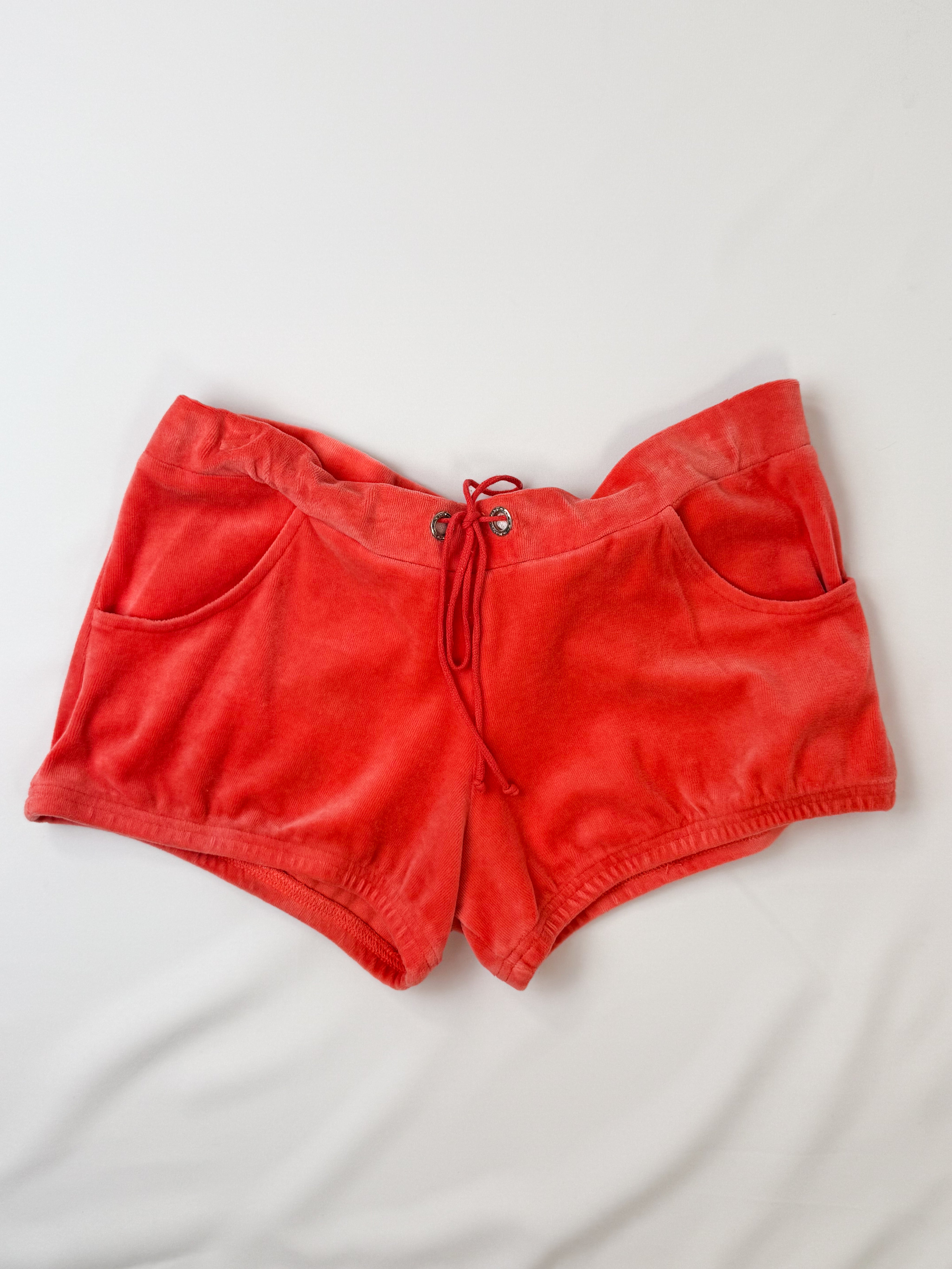 Blugirl Blumarine 2000s Red Velour Rhinestone Shorts - M