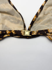D&G Dolce & Gabbana 2000s Tiger Print Ruffle Halter Bikini Set - S/M