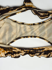 D&G Dolce & Gabbana 2000s Tiger Print Ruffle Halter Bikini Set - S/M