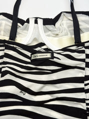D&G Dolce & Gabbana 2000s Zebra Logo Print Bustier Cami and Brief Set - XS/S