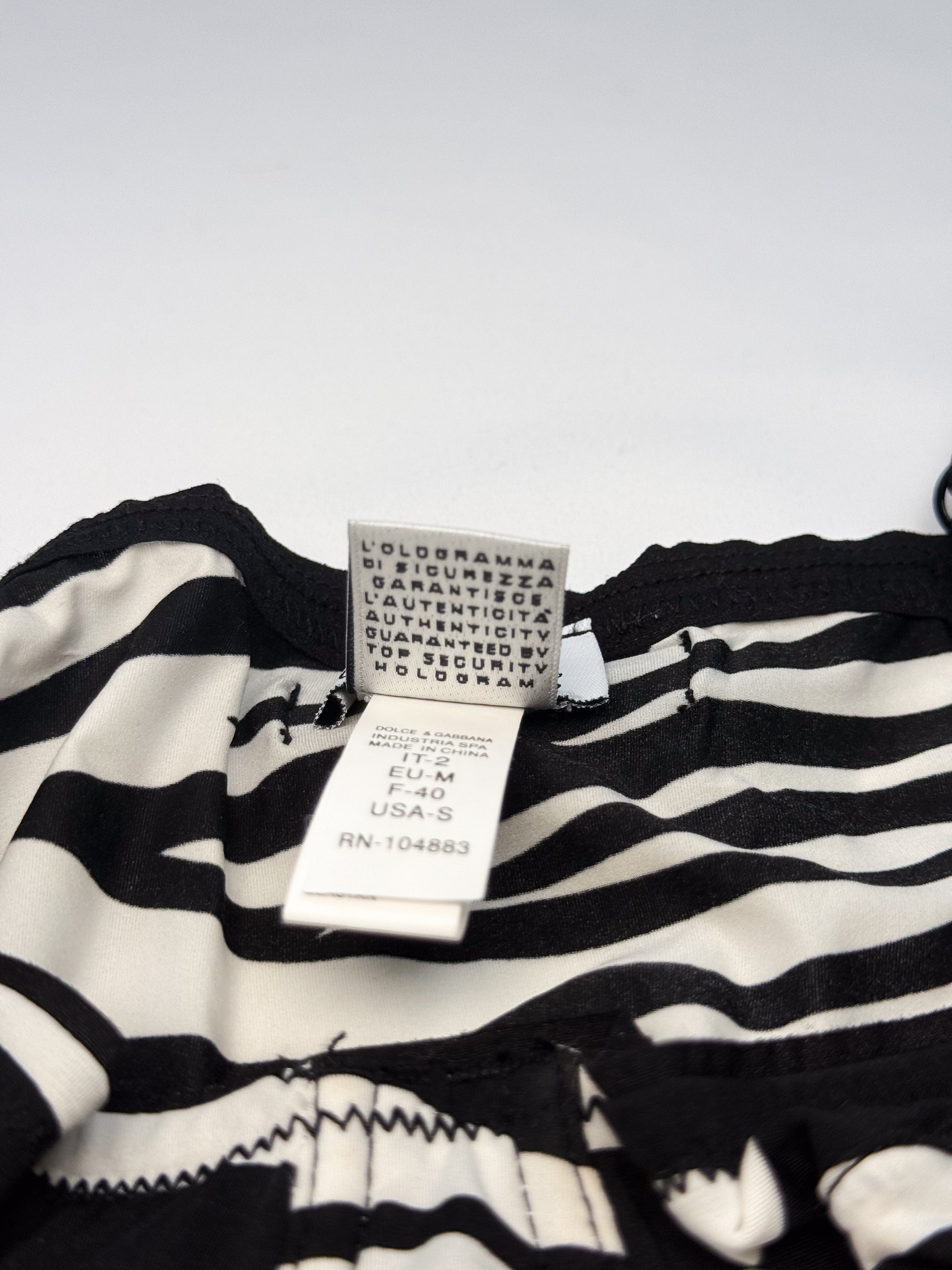 D&G Dolce & Gabbana 2000s Zebra Logo Print Bustier Cami and Brief Set - XS/S