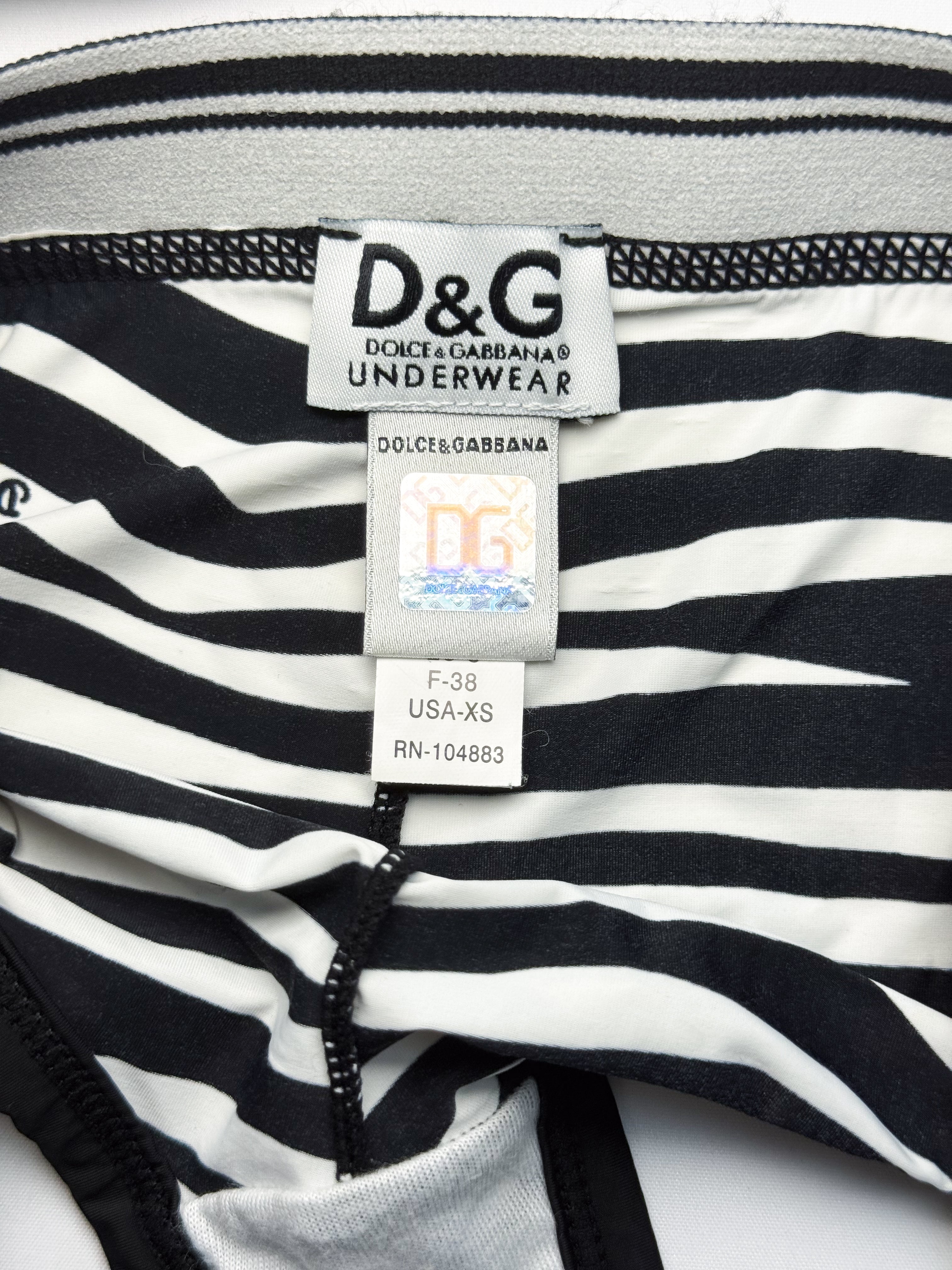 D&G Dolce & Gabbana 2000s Zebra Logo Print Bustier Cami and Brief Set - XS/S