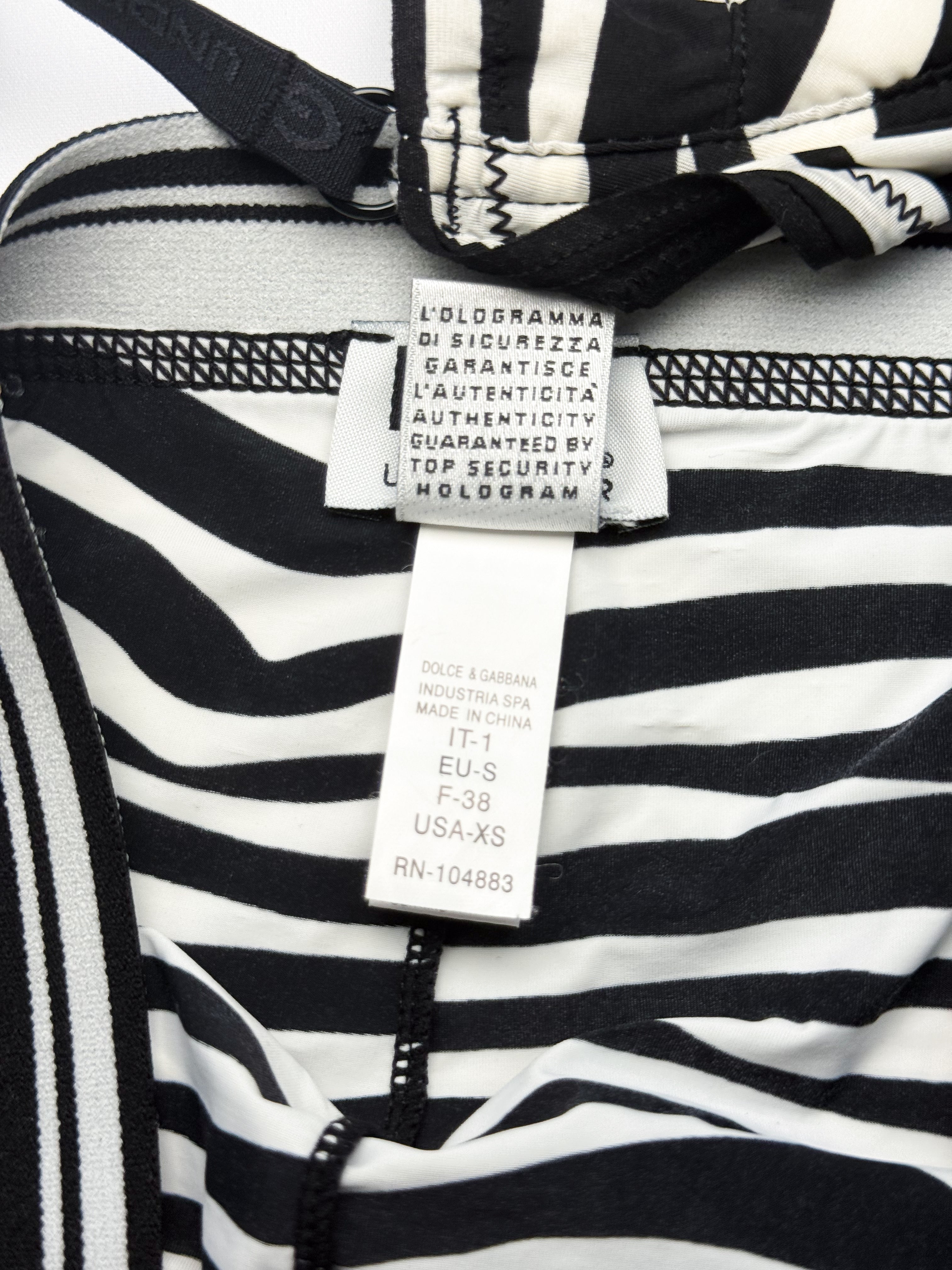 D&G Dolce & Gabbana 2000s Zebra Logo Print Bustier Cami and Brief Set - XS/S