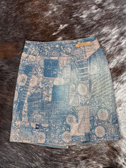 Jean Paul Gaultier 2000s Patchwork Floral Denim Mini Skirt