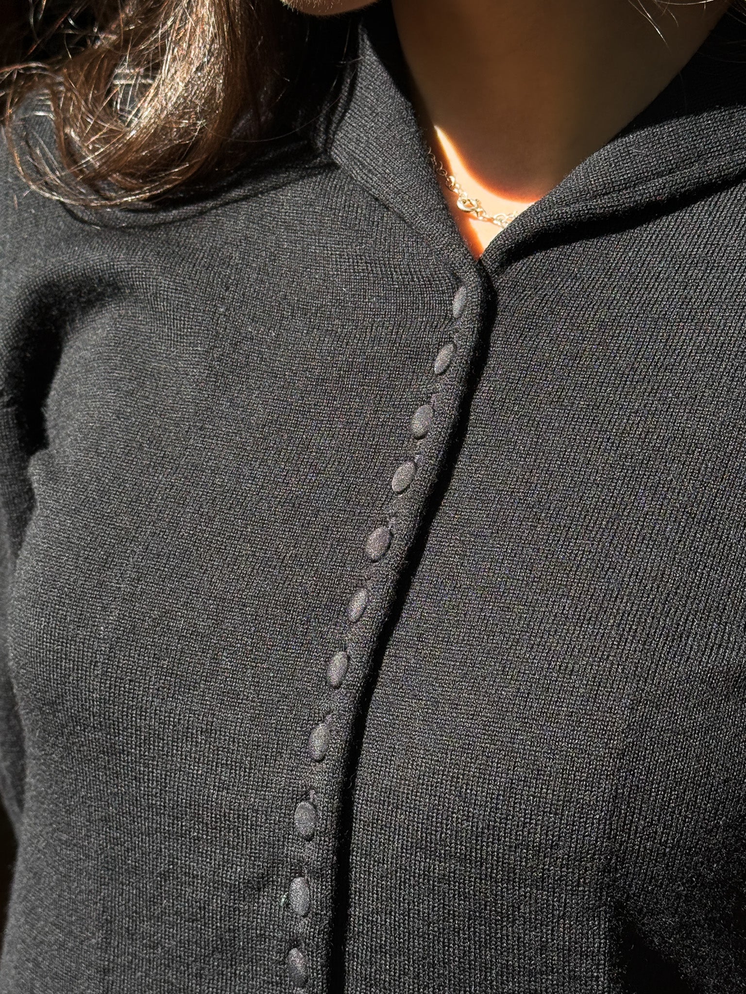 Anna Molinari Blumarine 100% Wool Black Button Front Cardigan - S
