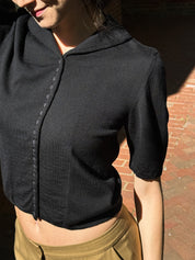 Anna Molinari Blumarine 100% Wool Black Button Front Cardigan - S