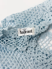Pain de Sucre 2000s Baby Blue Floral Crochet Open Weave Tank - S/M