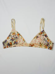 D&G 2000s floral and love letter print mesh triangle bralette
