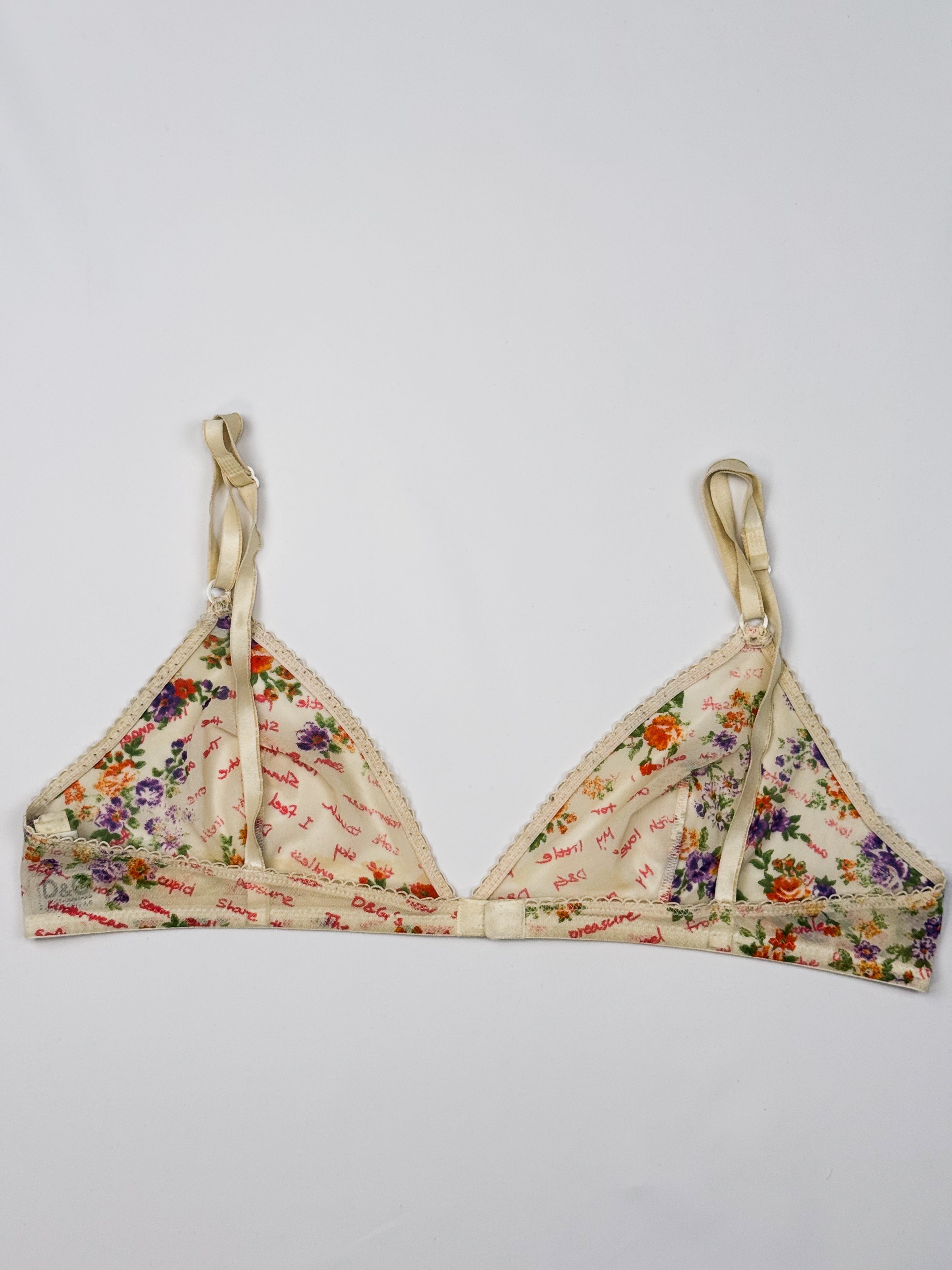 Dolce & Gabbana sheer mesh triangle bralette with scalloped lace trim