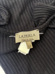 La Perla 2000s Black Ribbed Hot Rocks Rhinestone Sequin Tank - XS